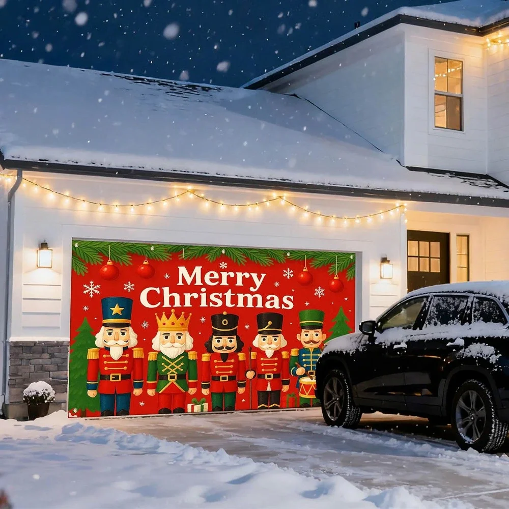 Christmas Garage Door Cover 13X6Ft – Large Outdoor Garage Door Christmas Banner